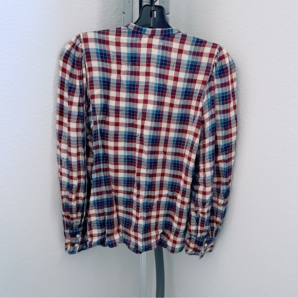 NWT DÔEN Harlow Plaid Blouson-Sleeve Blouse - Picture 7 of 11